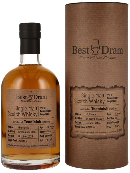 Teaninich 15 Jahre 2008/2023 1st Fill Amontillado Sherry Best Dram 51,4% vol.