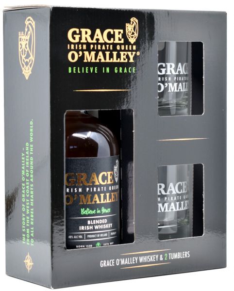 Grace O’Malley Blended Whiskey Geschenkset mit 2 Tumblern