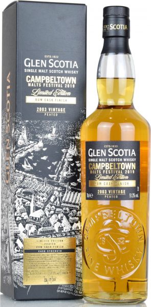 Glen Scotia 2003/2019 Peated Rum Cask Campbeltown Malts Festival 2019 51,3% vol.