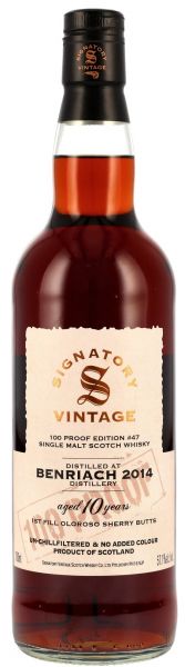 Benriach 2014/2025 1st Fill Oloroso Cask Signatory Vintage 100 Proof #40 57,1% vol.