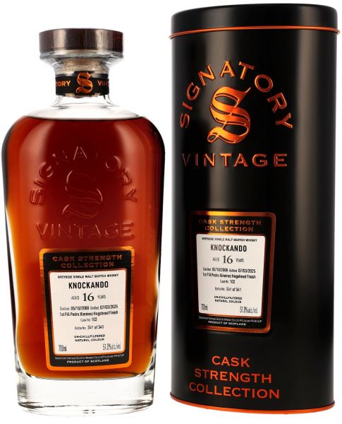 Knockando 16 Jahre 2008/2025 1st Fill PX Sherry Signatory Cask Strength #102 51% vol.