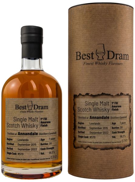 Annandale peated 2015/2022 1st Fill Amarone Cask Best Dram 56,3% vol.