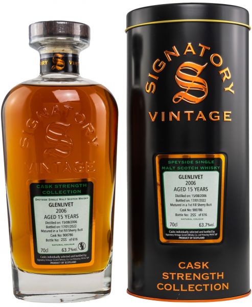 Glenlivet 2006/2022 1st Fill Sherry Cask Signatory Vintage Cask Strength 63,7% vol.