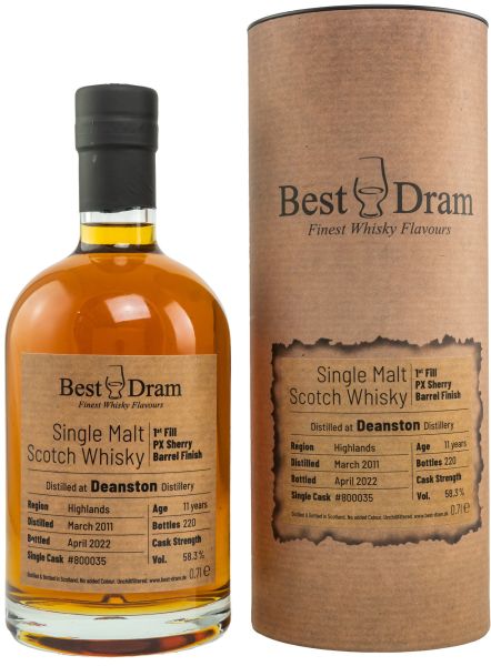 Deanston 11 Jahre 2011/2022 1st Fill PX Sherry Cask Best Dram 58,3% vol.