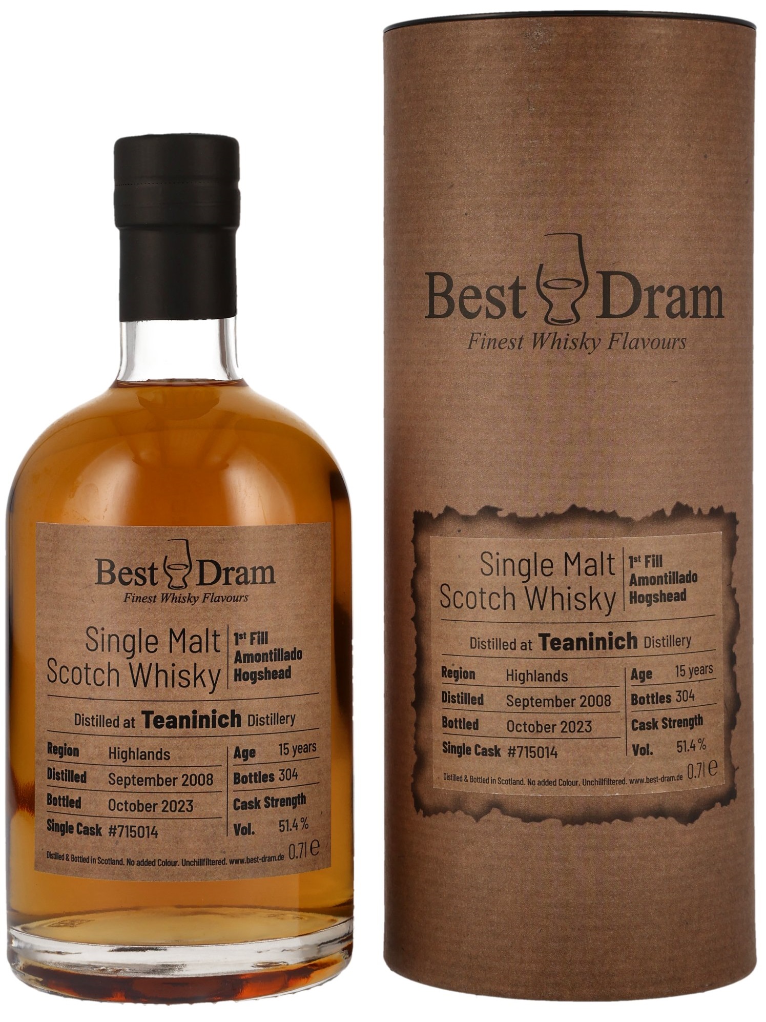 Teaninich 15 Jahre 2008/2023 1st Fill Amontillado Sherry Best Dram 51,4
