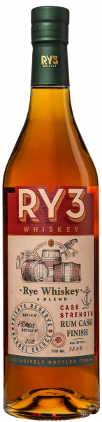 Ry3 Blended Rye Whiskey Rum Cask Cask Strength 58,6% vol.