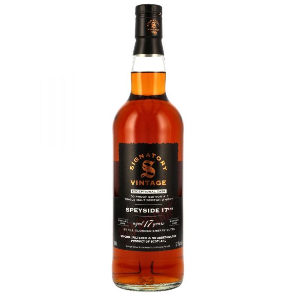 Speyside (M) 2008/2026 1st Fill Oloroso Signatory 100 Proof Exceptional Cask Edition #16 57,1% vol.
