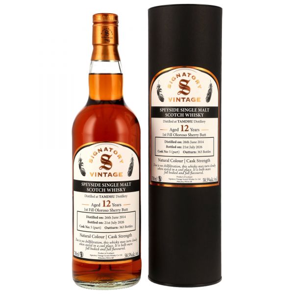 Tamdhu 12 Jahre 2014/2026 1st Fill Oloroso Sherry Signatory Cask Strength #5 58,5% vol.