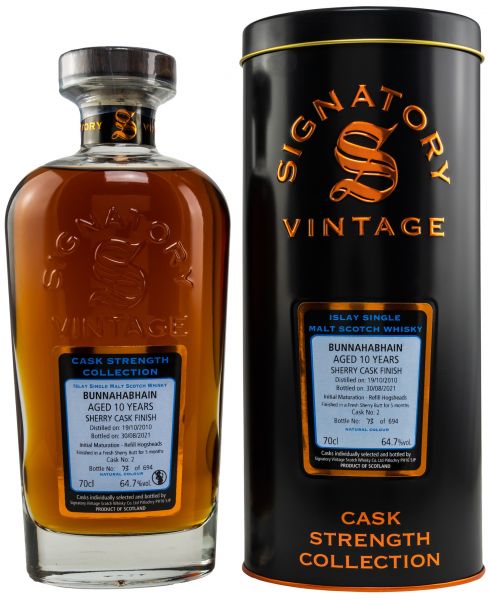 Bunnahabhain 10 Jahre 2010/2021 Signatory Vintage Cask Strength Collection #2 64,7% vol.