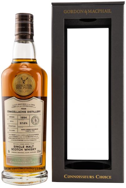 Craigellachie 26 Jahre 1994/2020 Sherry Cask Gordon & MacPhail Cask Strength 57,6% vol.