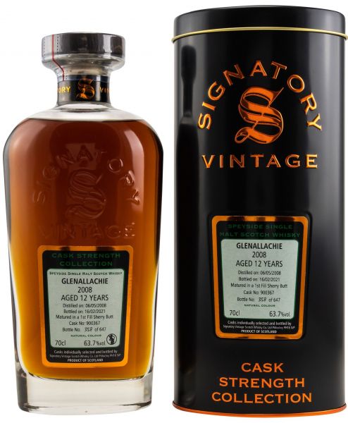 Glenallachie 12 Jahre 2008/2021 1st Fill Sherry Signatory Vintage Cask Strength Collection 63,7% vol