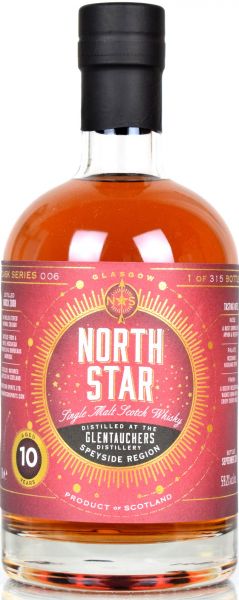 Glentauchers 10 Jahre 2008/2018 Red Wine Finish North Star Spirits #006 59,2% vol.