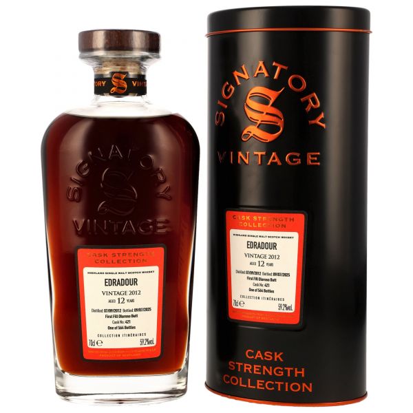 Edradour 12 Jahre 2012/2025 1st Fill Oloroso Sherry Butt #421 Signatory Cask Strength 59,2% vol.