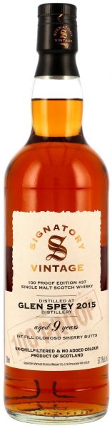 Glen Spey 2015/2025 1st Fill Oloroso Cask Signatory Vintage 100 Proof #37 57,1% vol.