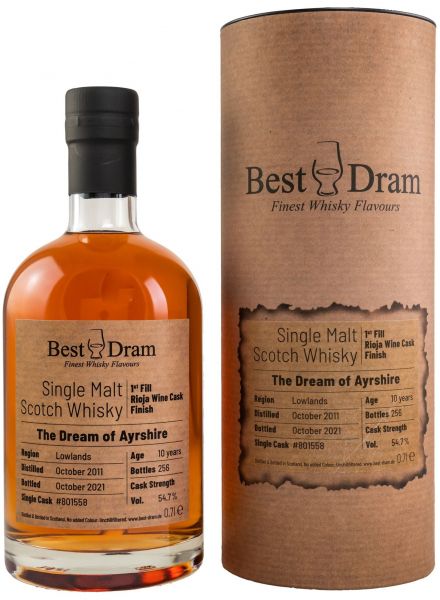 The Dream of Ayrshire (Ailsa Bay) 2011/2021 1st Fill Rioja Cask Best Dram 54,7% vol.