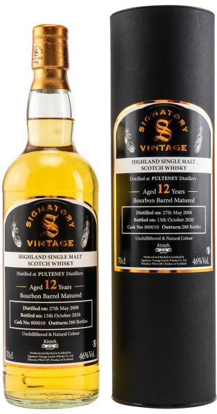 Pulteney 12 Jahre 2008/2020 Signatory Vintage Un-Chillfiltered for Germany #800010