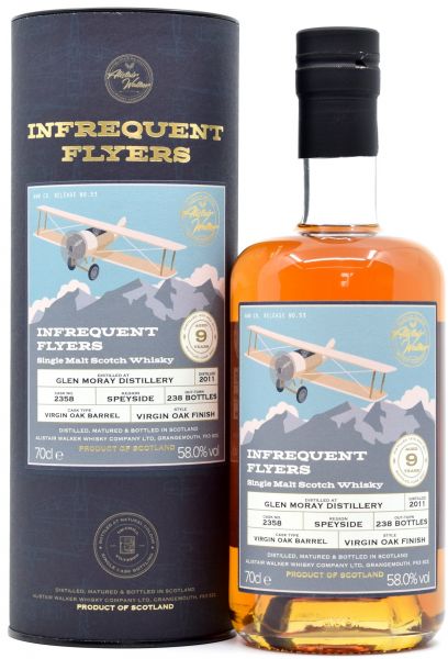 Glen Moray 9 Jahre 2011/2021 Virgin Oak Alistair Walker Infrequent Flyers 58% vol.