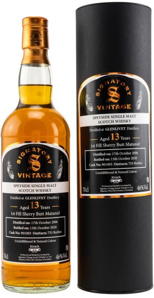 Glenlivet 13 Jahre 2006/2020 Signatory Vintage Un-Chillfiltered for Germany #901003