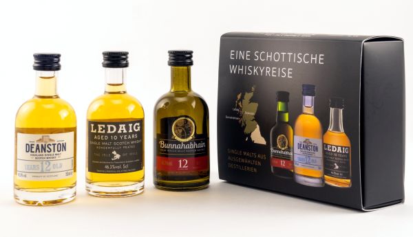 Miniaturen-Set Bunnahabhain 12 Jahre, Deanston 12 Jahre, Ledaig 10 Jahre 3x0,05