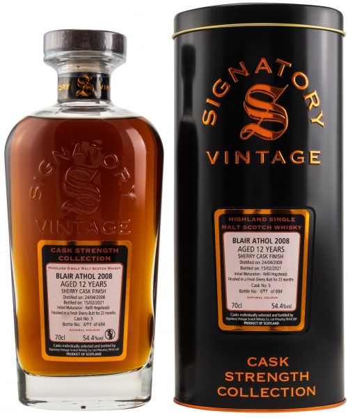 Blair Athol 12 Jahre 2008/2021 Sherry Cask Signatory Vintage Cask Strength Collection 54,4% vol.