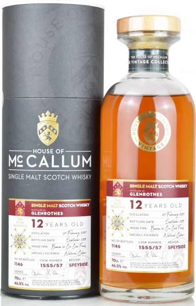 Glenrothes 12 Jahre 2007/2019 Beaune 1er Cru Cask House of McCallum #1555/57 46,5% vol.