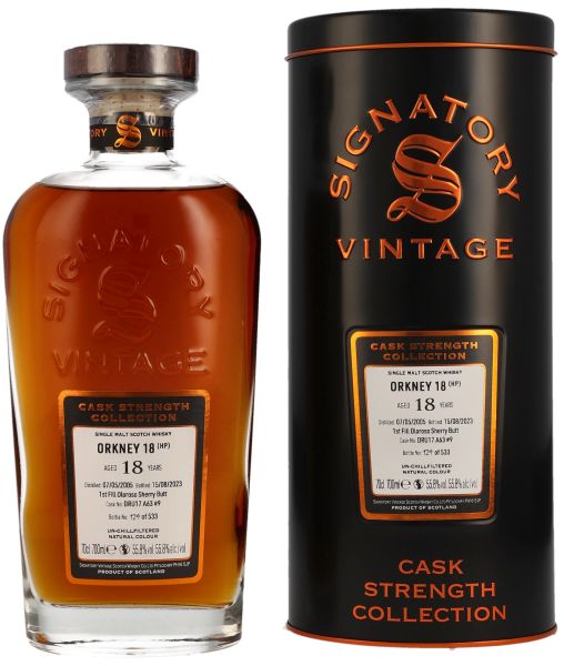 Orkney 18 Jahre 2005/2023 Sherry Cask Signatory Cask Strength Collection #9 55,8% vol.