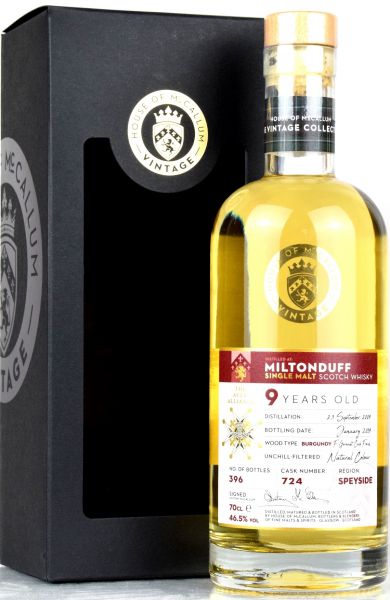 Miltonduff 9 Jahre 2009/2019 Burgundy White Wine House of McCallum #724 46,5% vol.
