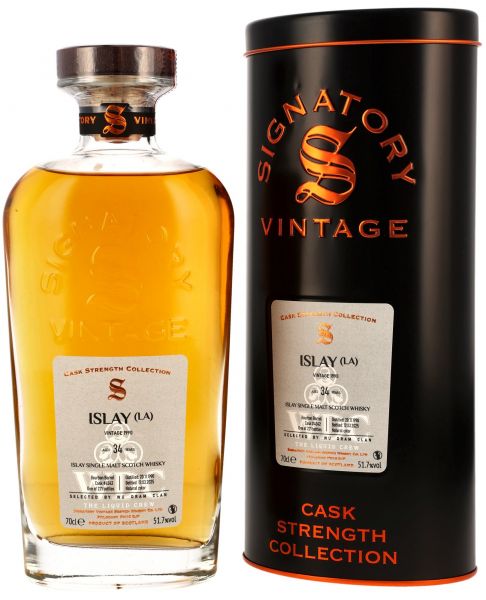 Islay (LA) 34 Jahre 1990/2025 Signatory Vintage Cask Strength for WDC 51,7% vol.