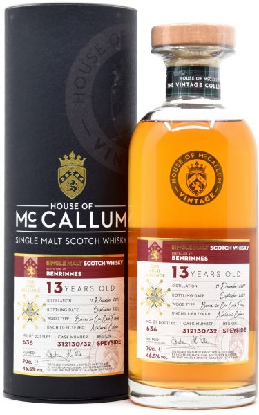 Benrinnes 13 Jahre 2007/2021 Beaune 1er Cru Cask House of McCallum 46,5% vol.