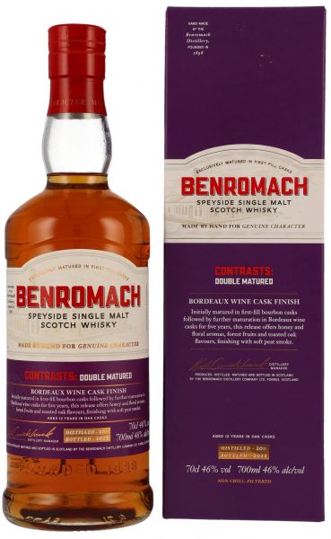 Benromach 12 Jahre 2011/2023 Contrasts:Double Matured Bordeaux Cask 46% vol.