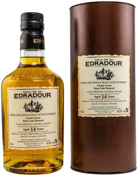 Edradour 2008/2022 Grand Arôme Rum Cask Single Cask #91 60% vol.