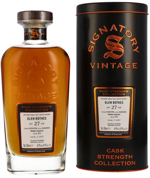 Glenrothes 27 Jahre 1996/2023 Signatory Vintage Cask Strength Collection #3151 49,9% vol.