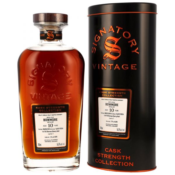 Bowmore 10 Jahre 2016/2026 1st Fill Oloroso Sherry Butt #1 Signatory Cask Strength 56,5% vol.