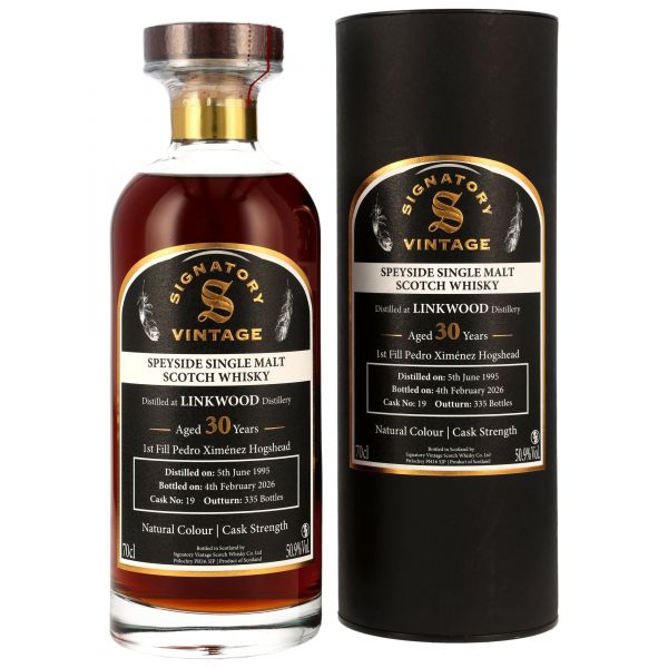 Linkwood 30 Jahre 1995/2026 1st Fill PX Cask #19 Signatory Vintage Ibisco Descanter 50,9% vol.