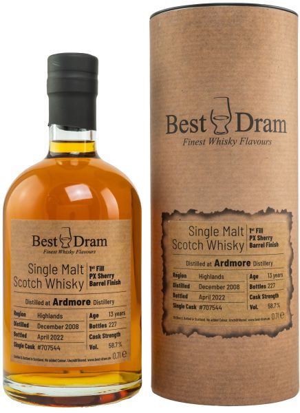 Ardmore 13 Jahre 2008/2022 1st Fill PX Sherry Cask Best Dram 58,7% vol.