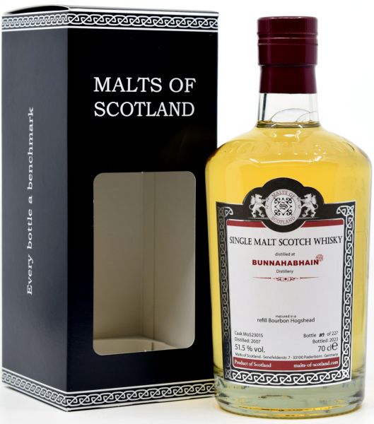 Bunnahabhain peated 15 Jahre 2007/2023 Malts of Scotland 51,5% vol.