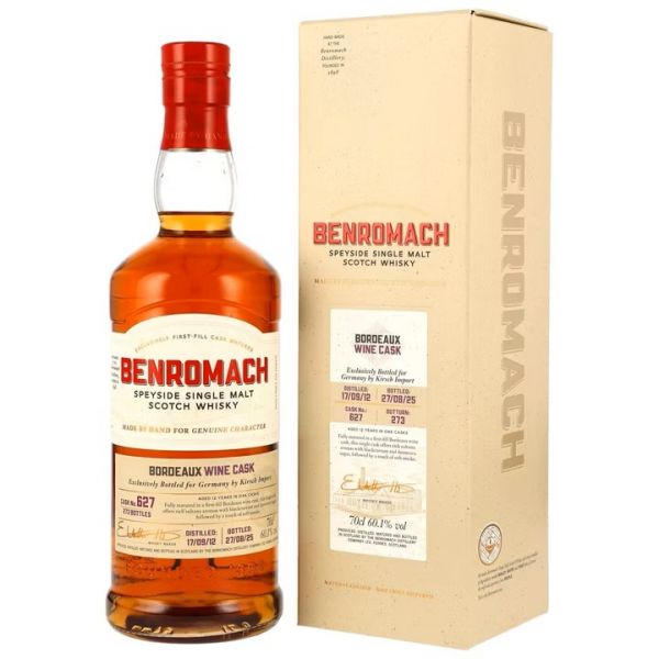 Benromach 12 Jahre 2012/2025 1st Fill Bordeaux Wine Cask #627 for germany 60,1% vol.