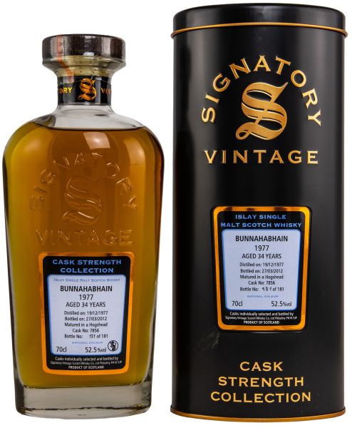 Bunnahabhain 34 Jahre 1977/2012 Signatory Vintage Cask Strength Collection 52,5% vol.