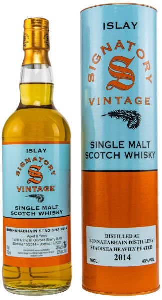 Bunnahabhain Staoisha 2014/2022 Sherry Cask Signatory Vintage 43% vol.