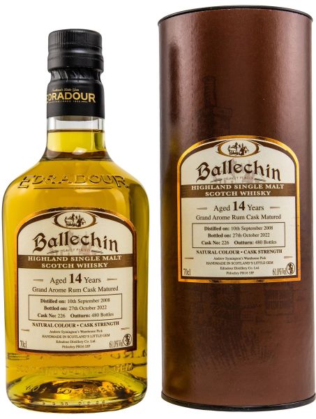 Ballechin 2008/2022 Grand Arôme Rum Cask Single Cask #226 61% vol.