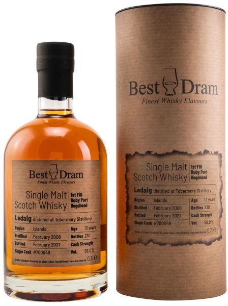 Ledaig 13 Jahre 2008/2021 1st Fill Ruby Port Cask Best Dram 58% vol.