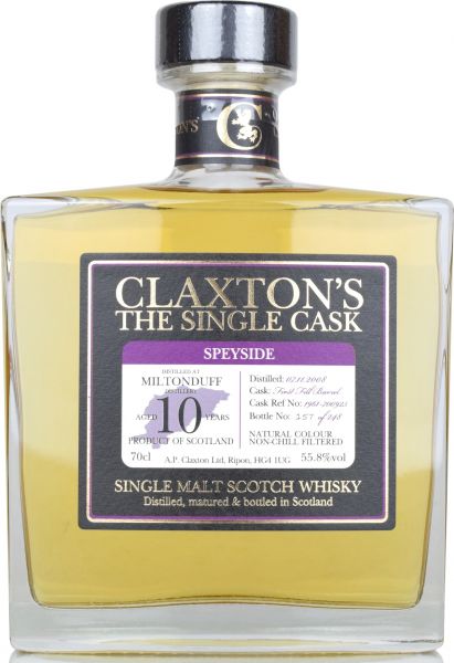 Miltonduff 10 Jahre 2008/2019 Claxton's 55,8 % vol.