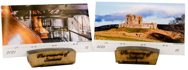 Tischkalender „The treasues of Scotland - 2021" mit Fassdaube