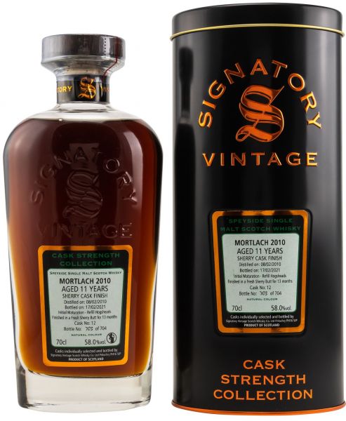 Mortlach 11 Jahre 2010/2021 Sherry Cask Signatory Vintage Cask Strength Collection 58% vol.