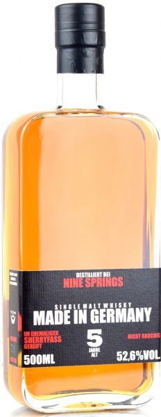 Nine Springs 5 Jahre 2015/2020 Amontillado Sherry Cask Made in Germany 52,6% vol.