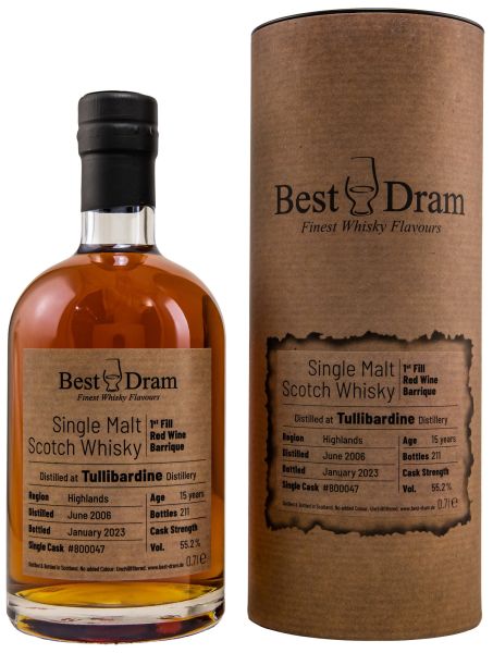 Tullibardine 15 Jahre 2006/2023 1st Fill Red Wine Cask Best Dram 55,2% vol.