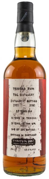 Trinidad Rum TDL 29 Jahre 1991/2021 Thompson Bros 59,9% vol.