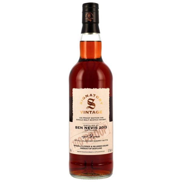 Ben Nevis 2015/2025 1st Fill Oloroso Sherry Signatory Vintage 100 Proof #48 57,1% vol.