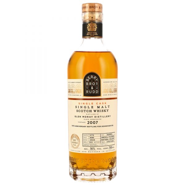 Glen Moray 18 Jahre 2007/2025 10th Anniversary deinwhisky.de Bourbon Barrel #5709 56% vol.