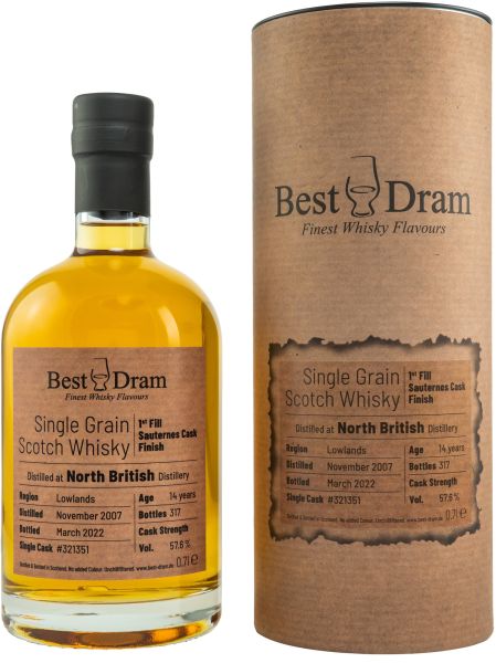 North British 14 Jahre 2007/2022 1st Fill Sauternes Cask Best Dram 57,6% vol.